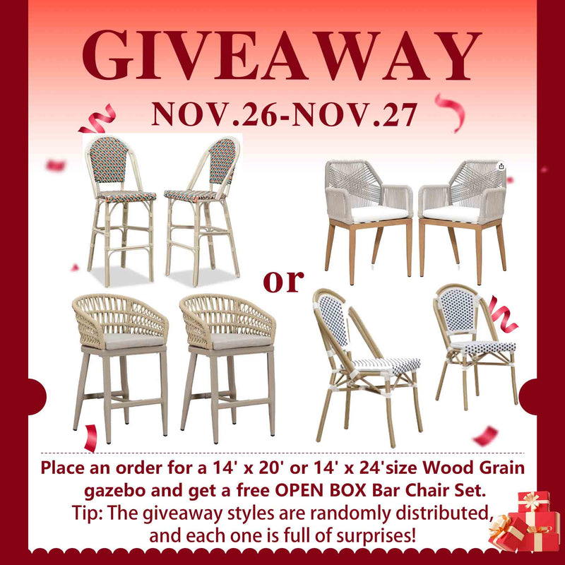 PURPLE LEAF Hardtop Gazebo for Patio Wood Grain Galvanized Steel Frame Awning with Netting