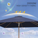 PURPLE LEAF Premium Teak‑Finish Aluminum Frame Outdoor Patio Market Umbrella with Rope Pulley Lift