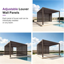 PURPLE LEAF Athena Louvered Pergola Bronze Outdoor Aluminum Pergola with Shutter Wall Adjustable Gazebo Rainproof for Patio Deck Garden