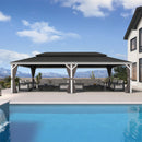 PURPLE LEAF White Gazebo for Modern Patio Double Galvanized Steel Roof Awning and Upgrade Curtain