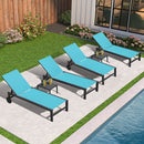 PURPLE LEAF Outdoor Chaise Lounge with Wheels Patio Lounge Chair Recliner