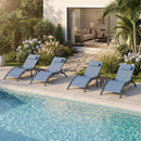 PURPLE LEAF Patio Chaise Lounge Set Outdoor Beach Pool Sunbathing Lawn Lounger Recliner Chair Outside Chairs with Side Table Included