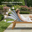 PURPLE LEAF Extra Large Patio Chaise Lounge French Outdoor Wicker Lounger Matte Teak Aluminum Frame 771LBS Capacity PE Rattan Adjustable Backrest for Pool Garden Beach Backyard