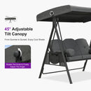 PURPLE LEAF Outdoor Porch Swing with Stand, 3-seat Swing Chair