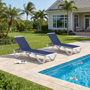 PURPLE LEAF Patio Chaise Lounge Chair Outdoor Plastic Textilene Sun Bathing Recliner Tanning Pool Lounger with 6 Adjustable Position for Outside Beach in-Pool Lawn Poolside