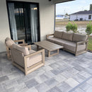 PURPLE LEAF Caesar L-shaped Patio Conversation Set with Khaki Cushion Pillows and Ottoman Couch for Backyard Porch