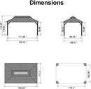 PURPLE LEAF  Outdoor Hardtop Gazebo Bronze Aluminum Frame Galvanized Steel Double Roof for Patio Pool with Reinforcement Support Rod
