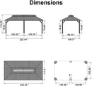 PURPLE LEAF  Outdoor Hardtop Gazebo Bronze Aluminum Frame Galvanized Steel Double Roof for Patio Pool with Reinforcement Support Rod