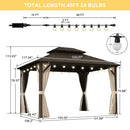 PURPLE LEAF  Outdoor Hardtop Gazebo Bronze Metal Frame Galvanized Steel Double Roof with String Lights