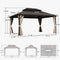 PURPLE LEAF  Outdoor Hardtop Gazebo Bronze Metal Frame Galvanized Steel Double Roof with Curtains and Netting for Patio Desk Backyard