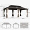 PURPLE LEAF  Outdoor Hardtop Gazebo Bronze Metal Frame Galvanized Steel Double Roof with Lights-clear