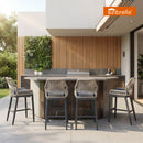 PURPLE LEAF Patio Sunbrella Bar Stools Set of 2  Rattan Bar Aluminum Bar Stool Outdoor Barstools with Back and Cushion for Garden Kitchen Island