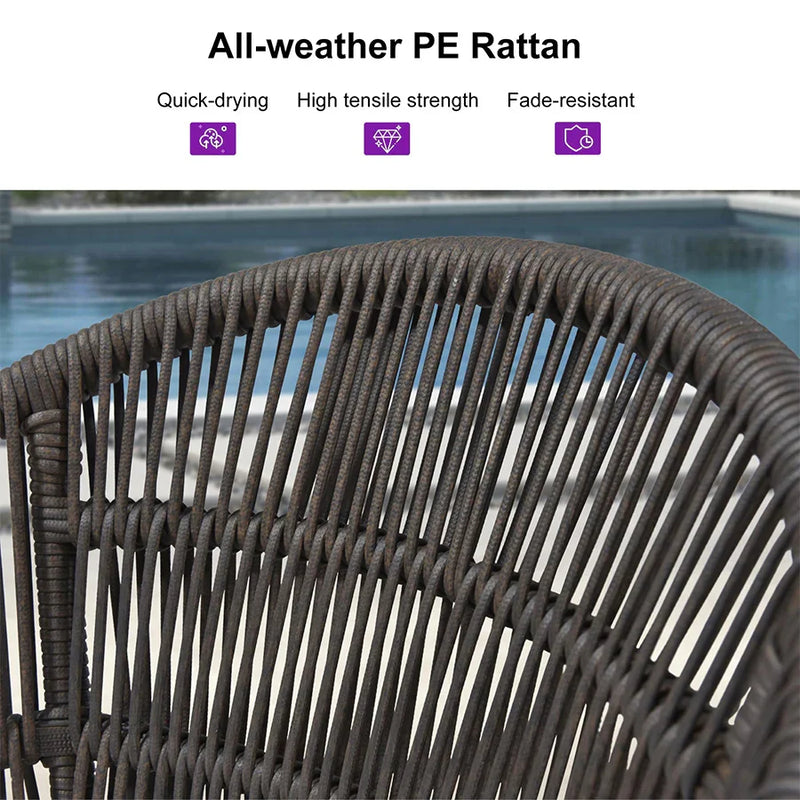 OPEN BOX I PURPLE LEAF Patio Chairs, 2 Set Outdoor Bar Stools Modern Counter Height Bar, Cushions Included