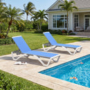 PURPLE LEAF Patio Chaise Lounge Chair Outdoor Plastic Textilene Sun Bathing Recliner Tanning Pool Lounger with 6 Adjustable Position for Outside Beach in-Pool Lawn Poolside