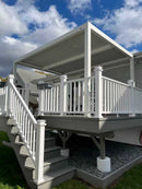 PURPLE LEAF Athena Louvered Pergola Modern White Pergola with Adjustable Roof for Deck Backyard Garden