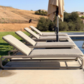 PURPLE LEAF Patio Chaise Lounge with Cushion Aluminum Tanning Chair Lounge Adjustable Reclining Set