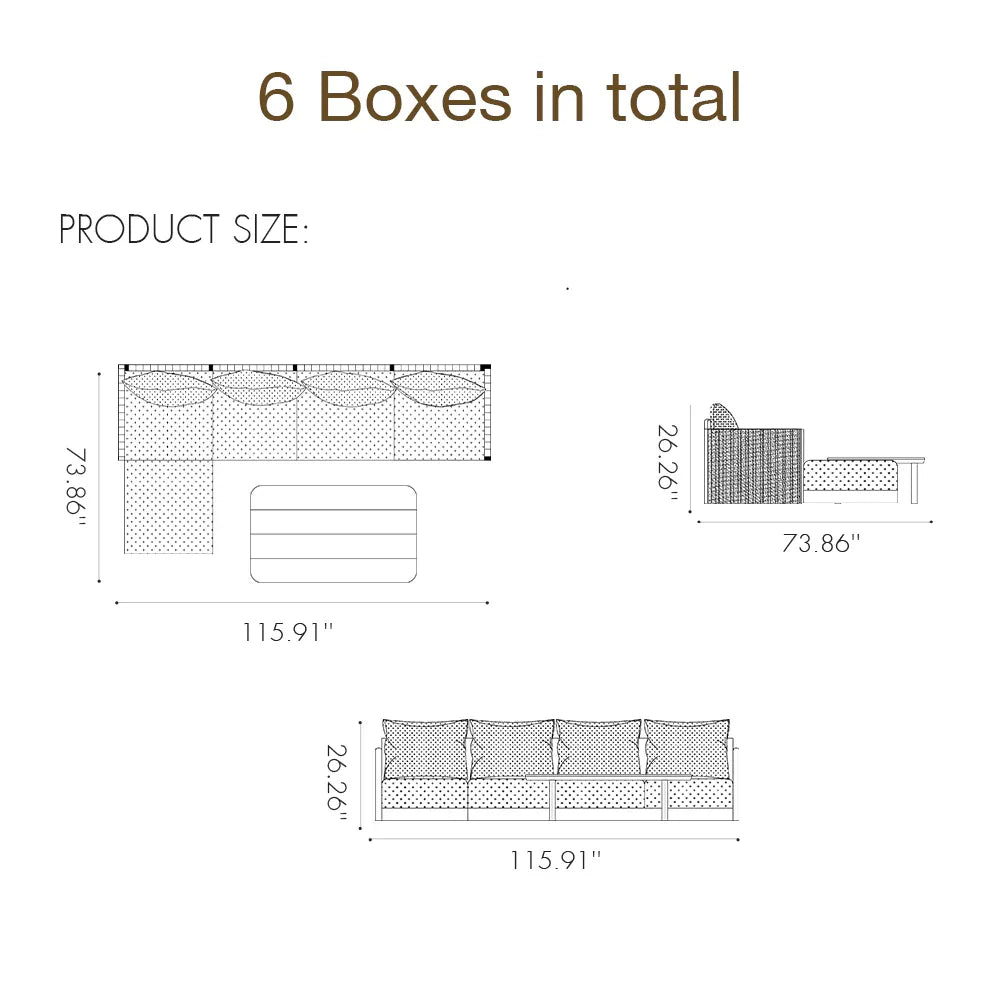 PURPLE LEAF Sanori L-Shaped Patio Couch Set Modular Sofa with Grey Cus