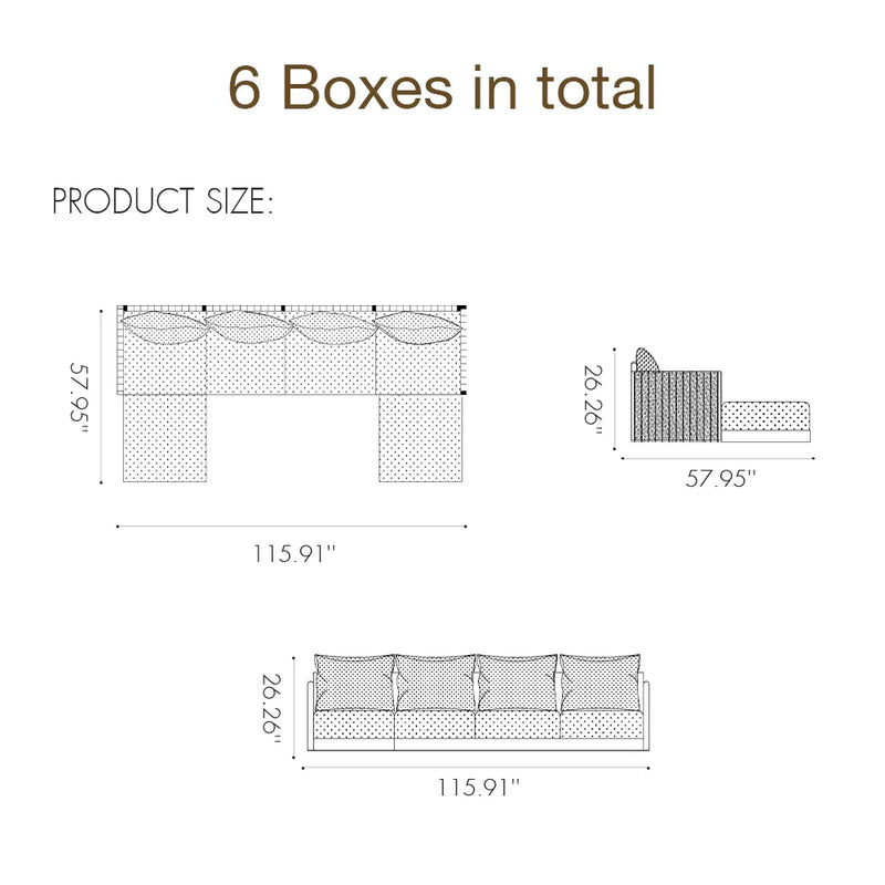 PURPLE LEAF Sanori Symmetrical Patio Conversation Set with Beige Ottoman and Cushions for Backyard or Porch