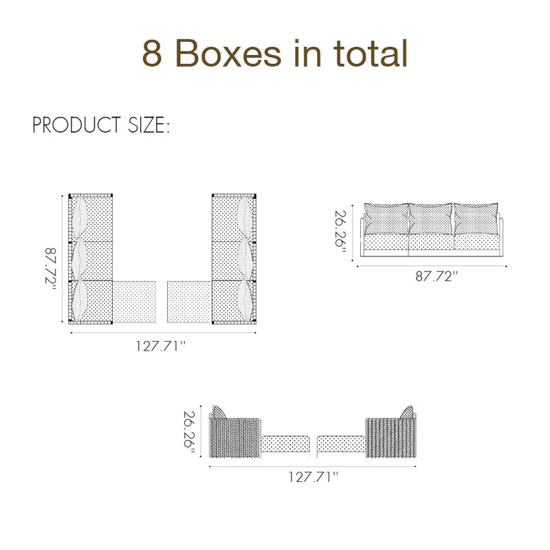 PURPLE LEAF Sanori Symmetrical Patio Conversation Set with Grey Ottoman and Cushions for Poolside Graden