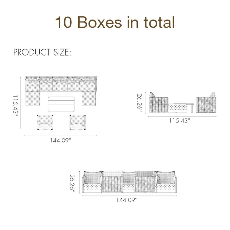 PURPLE LEAF Sanori Symmetrical Patio Conversation Set with Grey Ottoman and Cushions for Poolside Graden