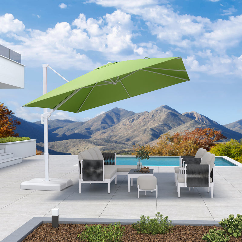 PURPLE LEAF Outdoor Patio Umbrella with Base, Best White Cantilever Umbrellas