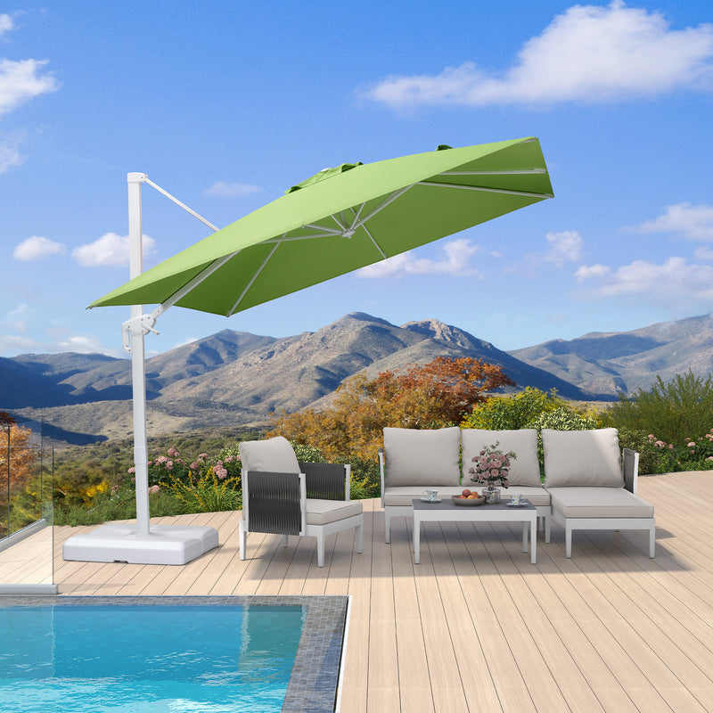 PURPLE LEAF Outdoor Patio Umbrella with Base, Best White Cantilever Umbrellas