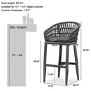 PURPLE LEAF Outdoor Bar Stools Counter Stools Rattan Bar Stools Chair Set of 2 with Backrest for Indoor or Outdoor, Kitchen lsland