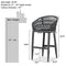 PURPLE LEAF Outdoor Bar Stools Counter Stools Rattan Bar Stools Chair Set of 2 with Backrest for Indoor or Outdoor, Kitchen lsland