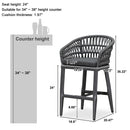 PURPLE LEAF Outdoor Bar Stools Counter Stools Rattan Bar Stools Chair Set of 2 with Backrest for Indoor or Outdoor, Kitchen lsland