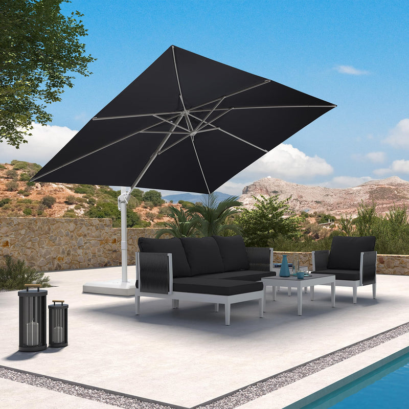 PURPLE LEAF Outdoor Patio Umbrella with Base, Best White Cantilever Umbrellas