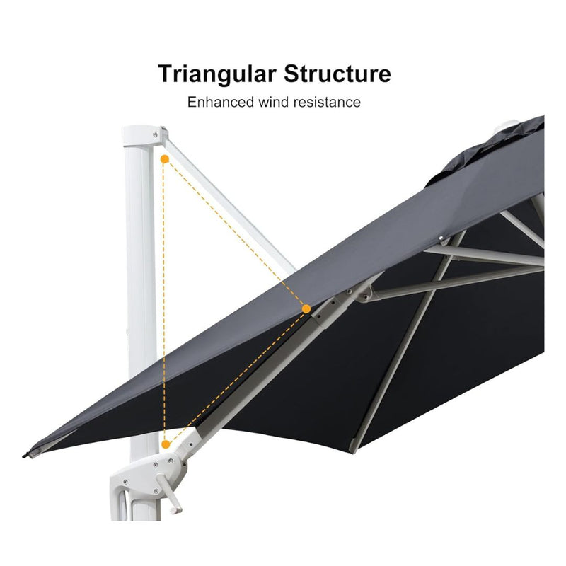 PURPLE LEAF Outdoor Patio Umbrella with Base, Best White Cantilever Umbrellas