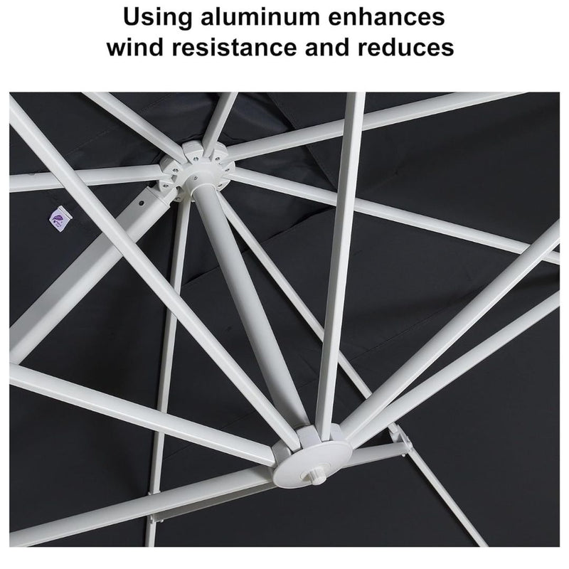 PURPLE LEAF Outdoor Patio Umbrella with Base, Best White Cantilever Umbrellas