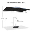 PURPLE LEAF Crank and Tilt Rectangular Outdoor Patio Market Umbrella with Base