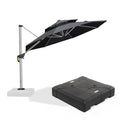 PURPLE LEAF Round Cantilever Patio Umbrella with Black Canopy and Base