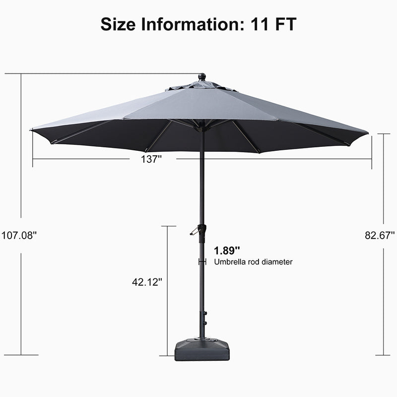PURPLE LEAF Aluminum Patio Table Umbrella Heavy Duty Market Umbrella with Base