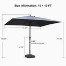 PURPLE LEAF Aluminum Patio Table Umbrella Heavy Duty Market Umbrella with Base
