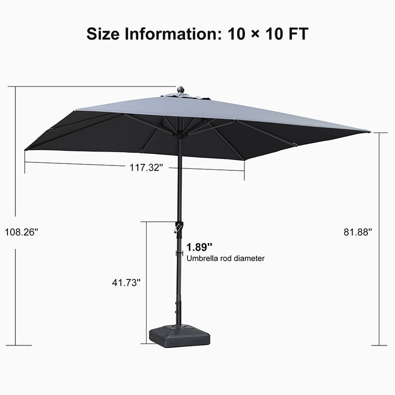 PURPLE LEAF Aluminum Patio Table Umbrella Heavy Duty Market Umbrella with Base