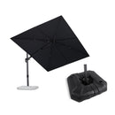 PURPLE LEAF Lateral Tilt Patio Umbrella with Base, 360° Swivel Cantilever Umbrella with Stand