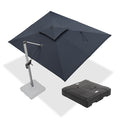 PURPLE LEAF Rectangular Large Outdoor Cantilever Umbrella With Base for Garden, Pool