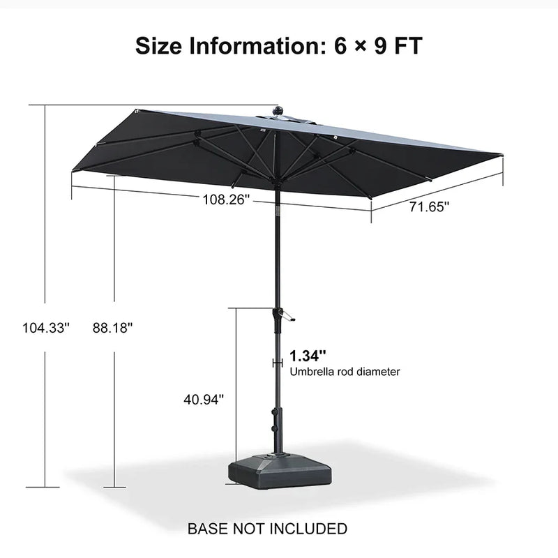 PURPLE LEAF Crank and Tilt Table Umbrella Outdoor Patio Market Umbrella with Visible Hand Crank System