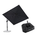 PURPLE LEAF Lateral Tilt Patio Umbrella with Base, 360° Swivel Cantilever Umbrella with Stand