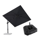 PURPLE LEAF Lateral Tilt Patio Umbrella with Base, 360° Swivel Cantilever Umbrella with Stand