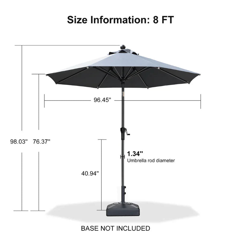 PURPLE LEAF Crank and Tilt Table Umbrella Outdoor Patio Market Umbrella with Visible Hand Crank System