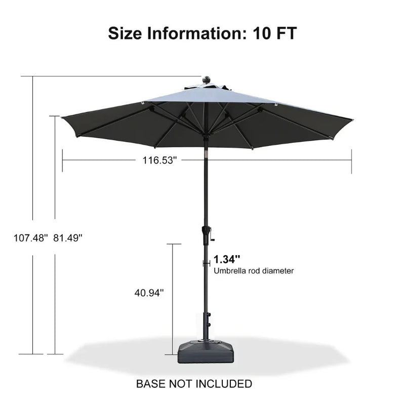PURPLE LEAF Crank and Tilt Table Umbrella Outdoor Patio Market Umbrella with Visible Hand Crank System