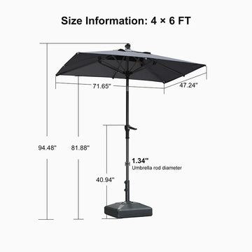 6 ft patio rectangle umbrella with base Crank & Tilt Rectangular and give you a PREHUNT-15-26 Jerrand Nesmith hired as Colour:Checkers Black/White