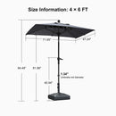 PURPLE LEAF Crank and Tilt Rectangular Outdoor Patio Market Umbrella with Base