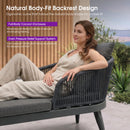 PURPLE LEAF Outdoor Chaise Lounge Thick Cushion, Aluminum Frame Patio Lounge Chair with Pillow & Lumbar Support, Wicker Armrests Sun Lounger for Poolside, Backyard, All-Weather Use