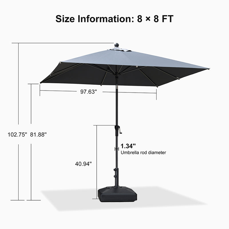 PURPLE LEAF Crank and Tilt Rectangular Outdoor Patio Market Umbrella with Base