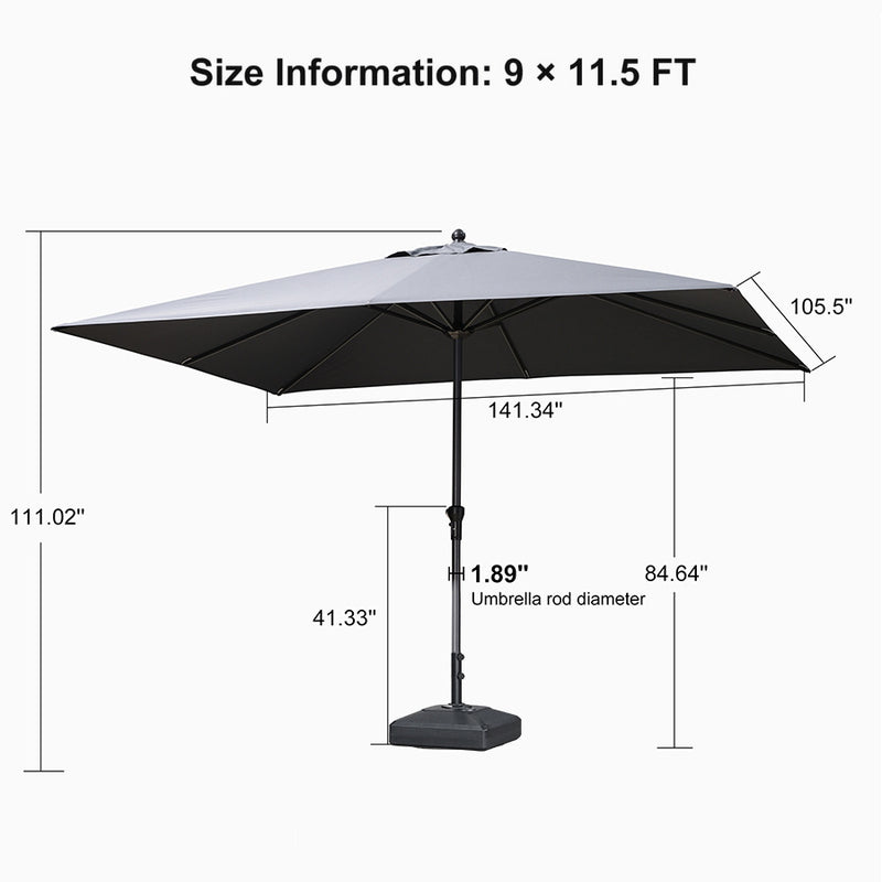 PURPLE LEAF Aluminum Patio Table Umbrella Heavy Duty Market Umbrella with Base