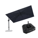 PURPLE LEAF Lateral Tilt Patio Umbrella with Base, 360° Swivel Cantilever Umbrella with Stand